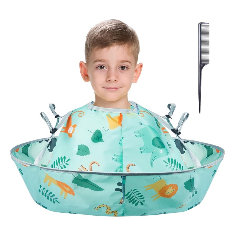 Lictin Haircut Capes Umbrella for Kids - Hair Cutting Haircut Cape Kids Waterproof Foldable Adjustment, Hairdressing Umbrella Cape Apron with 1PCS Black Comb - Image 1